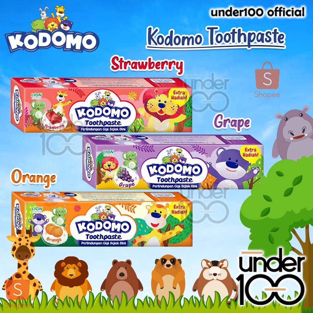 ❤ UNDER100 ❤ KODOMO Toothpaste Tube 45g | Pasta Gigi Anak Balita | Strawberry | Grape | Orange | Melon BPOM