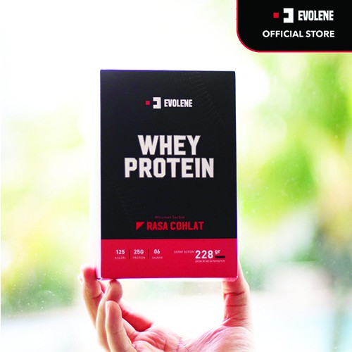 Whey Protein Cokelat 6 Sachet - Susu Protein - Suplemen Fitness - Minuman Protein - Suplemen Workout Evolene Evoline Evolen