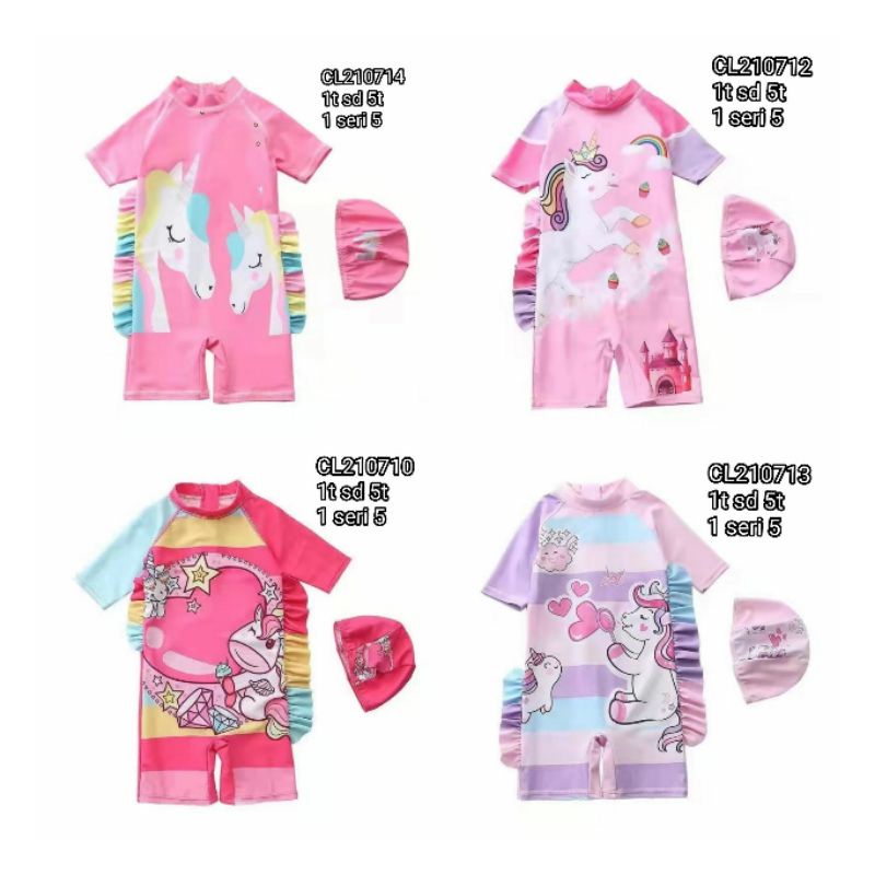 Swimwear catellove baju renang anak model diving - baju renang + topi