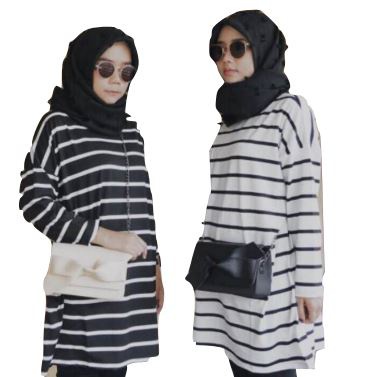  Tunik  steva baju  salur  jumbo pakaian muslim bahan spandex 