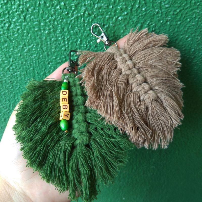 keychain macrame | Gantungan kunci macrame motif daun