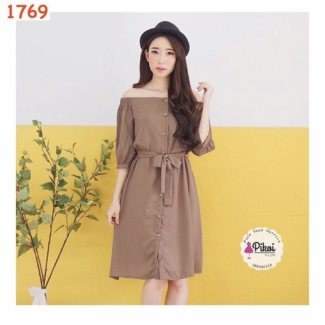 Dress cewek cantik / dress button up / dress vintage / dress sabrina lucu / dress sandra dewi / 1769