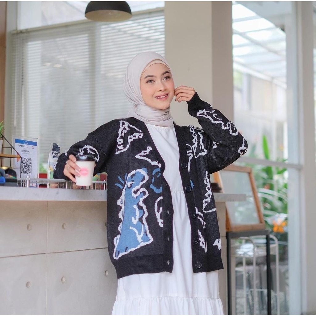 KNIT PREMIUM CARDY DINO | KARDIGAN DINO RAJUT HALUS KOMPUTER (MRJ)