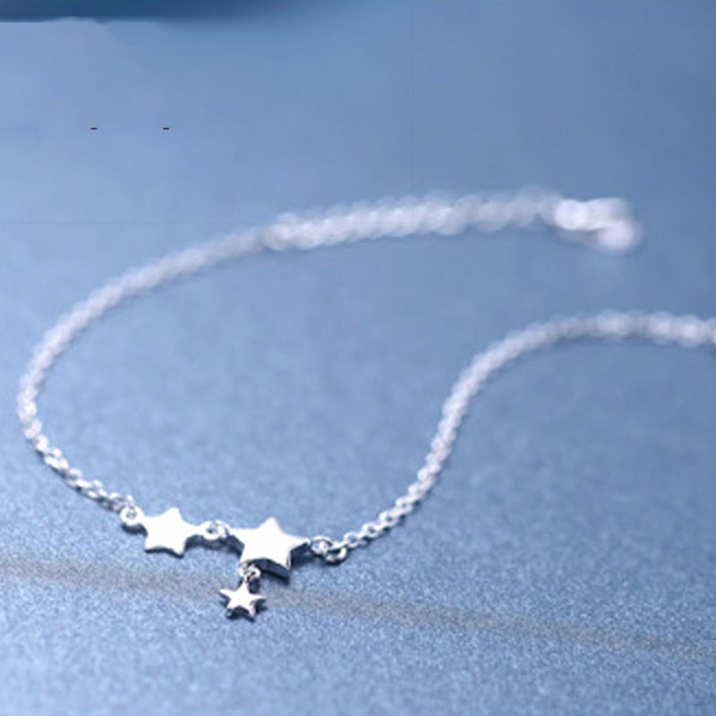 Gelang Rantai Liontin Bintang Cute Star Pendant Chain Bracelet Korea Silver Adjustable Cuff Bracelets Women Jewelry Accessories