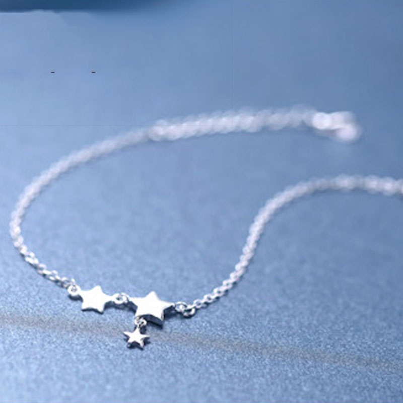 Exquisite Gelang Rantai Liontin Bintang Cute Star Pendant Chain Bracelet Korea Silver Adjustable Cuff Bracelets Women Jewelry Accessories