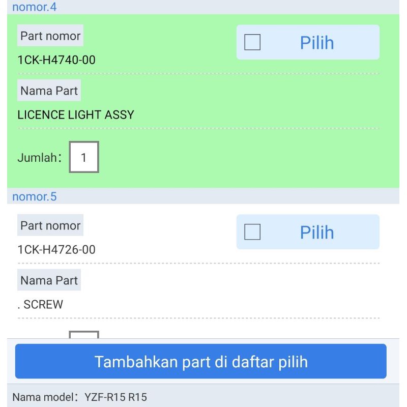 LAMPU PLAT NOMOR R15 V2 ASLI ORI YAMAHA 1CK H4740 00