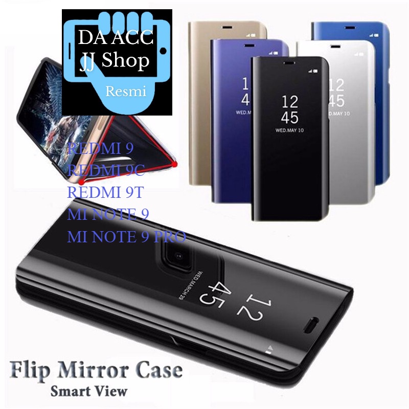 COD MI 9 REDMI 9C 9T NOTE 9 NOTE 9 PRO Flip Cover Mirror Standing Case Smart View