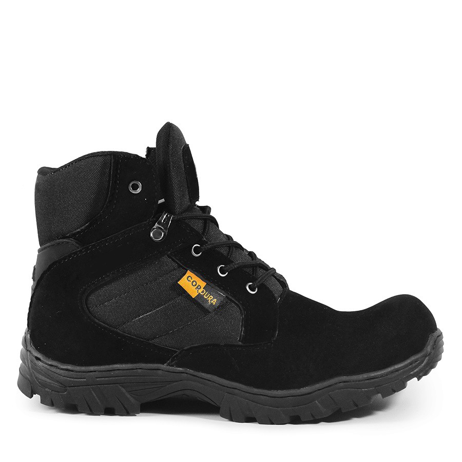 PROMO Sepatu Pria DLT USA Tactical Cordura 6 inci Pendek Sleting Boots Safety Ujung Besi HITAM