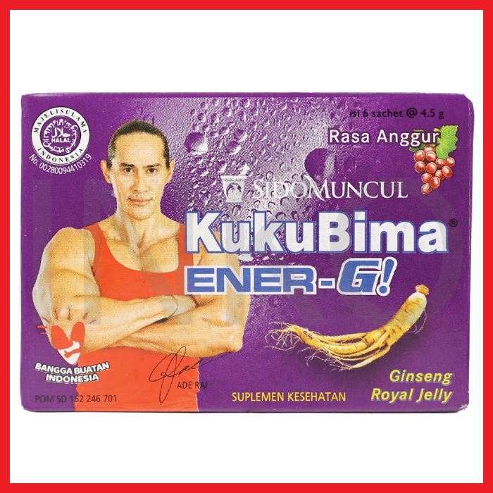 

SIDOMUNCUL KUKUBIMA ENERG RASA ANGGUR GINSENG ROYAL JELLY 6X4.5GR