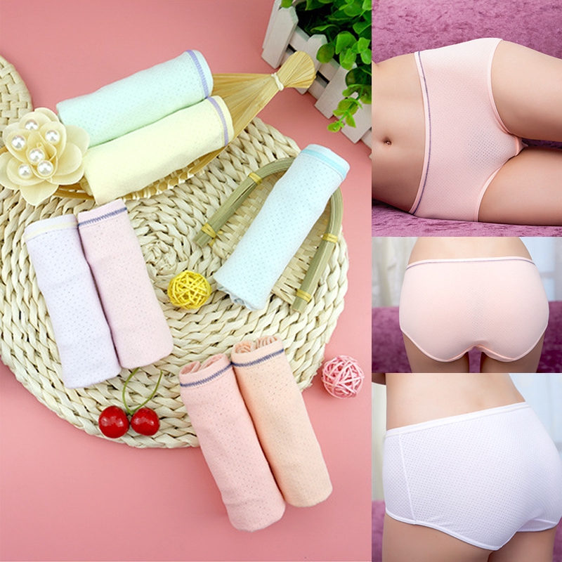  Celana  Dalam  Simple Bahan Katun  Mesh Breathable 6 Warna 