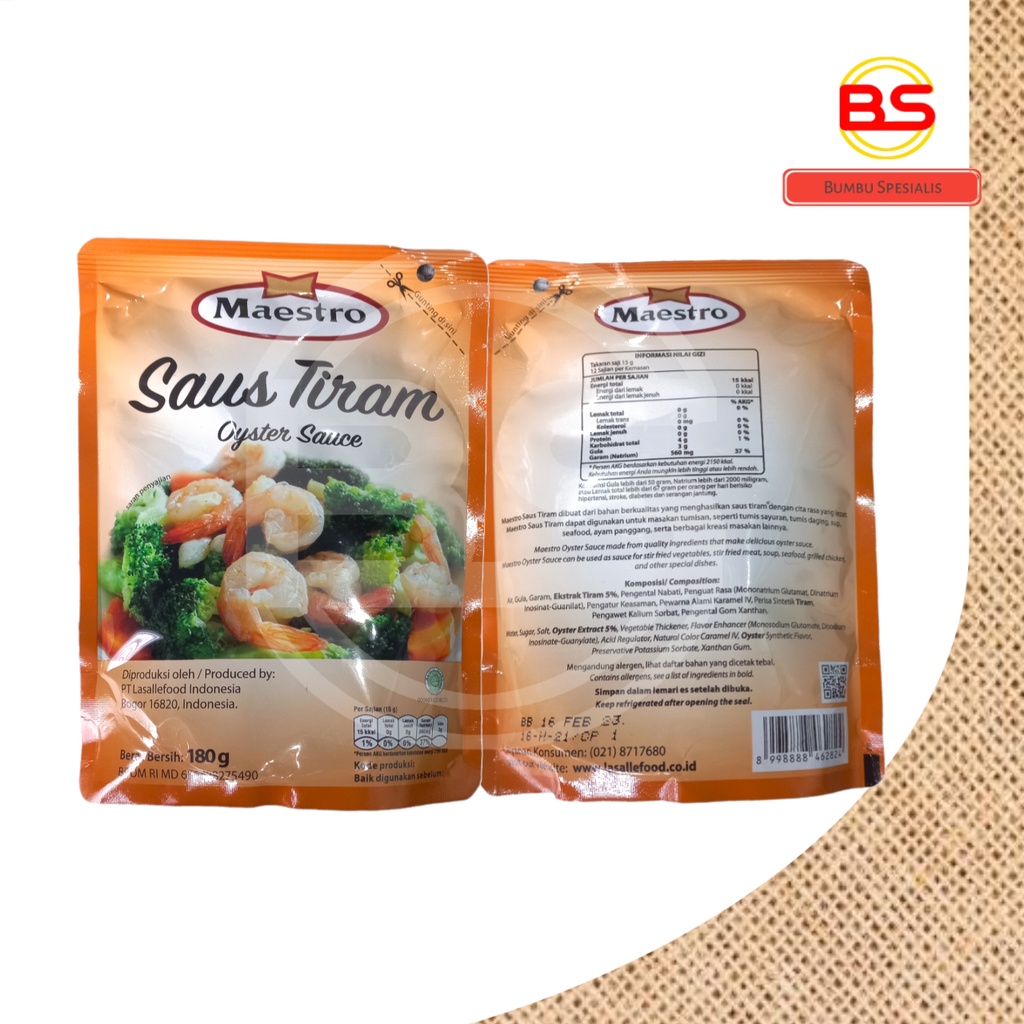 Maestro Oyster Sauce Sachet / Saus Tiram Saset 180 gr