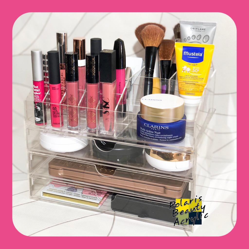 RAK KOSMETIK ACRYLIC-TEMPAT MAKEUP AKRILIK-BEAUTY CASE AKRILIK-HOTTIE