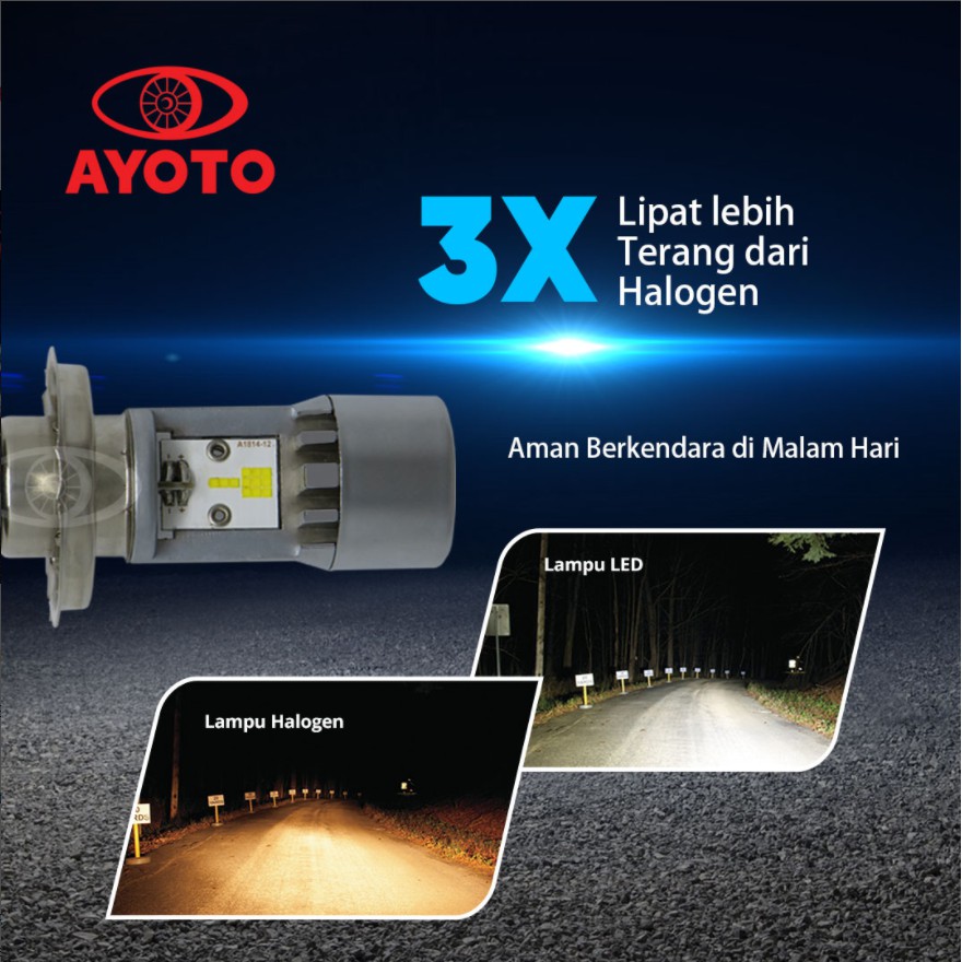 Lampu Mobil &amp; Motor LED AYOTO H4 HS1 30 + 30WATT M4A Original