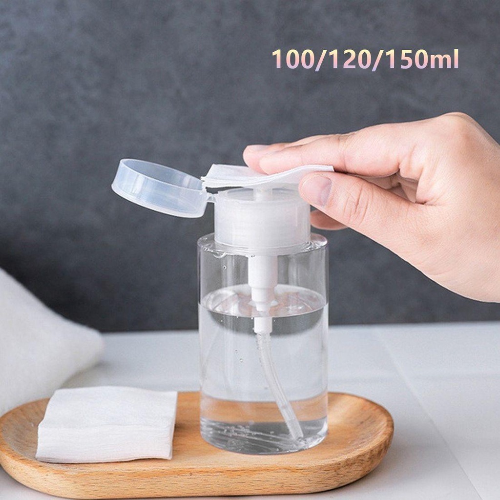 Rebuy Botol Dispenser Pump Kosong100 /120/150ml Alat Manicure Plastik Isi Ulang Toner Wajah Lockable Makeup Remover Bottle