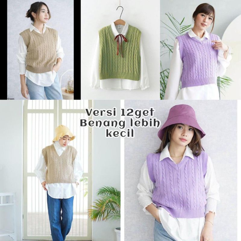 BAJU WANITA RAJUT CABLE VEST