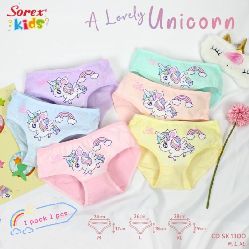Sorex Kids celana dalam anak perempuan unicorn 1 pack 1 pcs