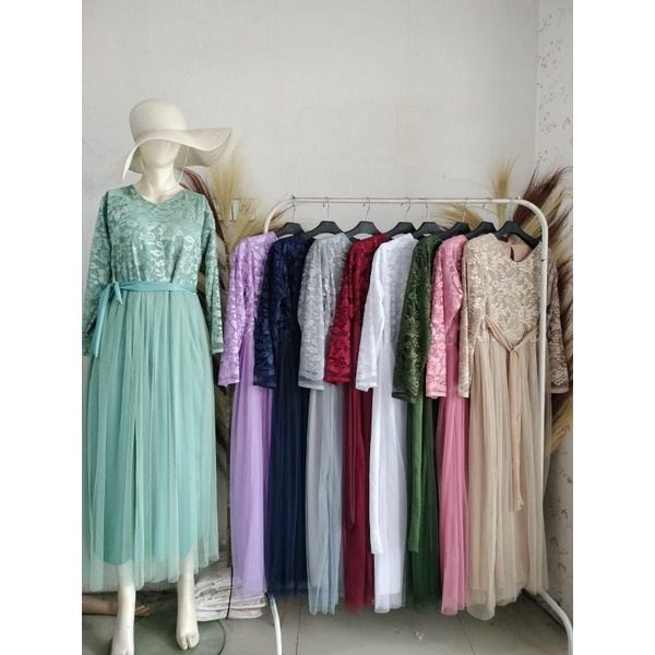 gamis brukat tile wanita remaja, dewasa / gamis couple ibu anak/ baju undangan / baju pesta muslim