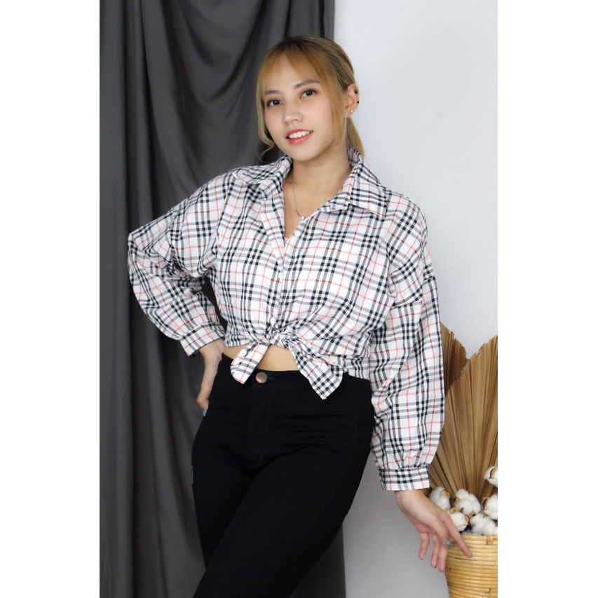 RF FASHION - Kemeja Oversize Oslin Anggita  Kemeja Osaka-PUTIH-BB