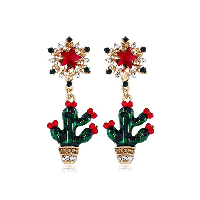 LRC Anting Tusuk Fashion Green Cactus Earrings F61262