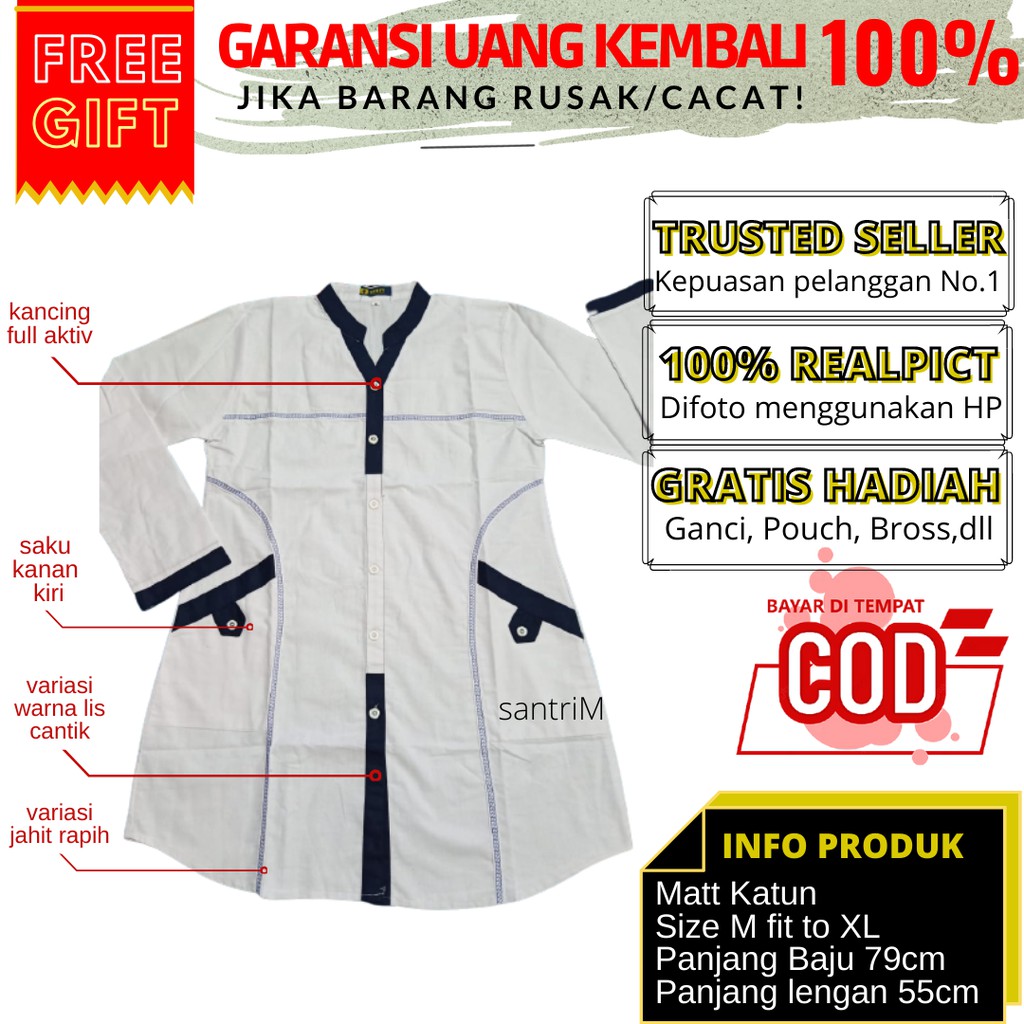 Atasan Santri Free Gift  Baju Santri Baju Santri Salafi Tunik Santriwati Baju Putri Atasan Santriwat