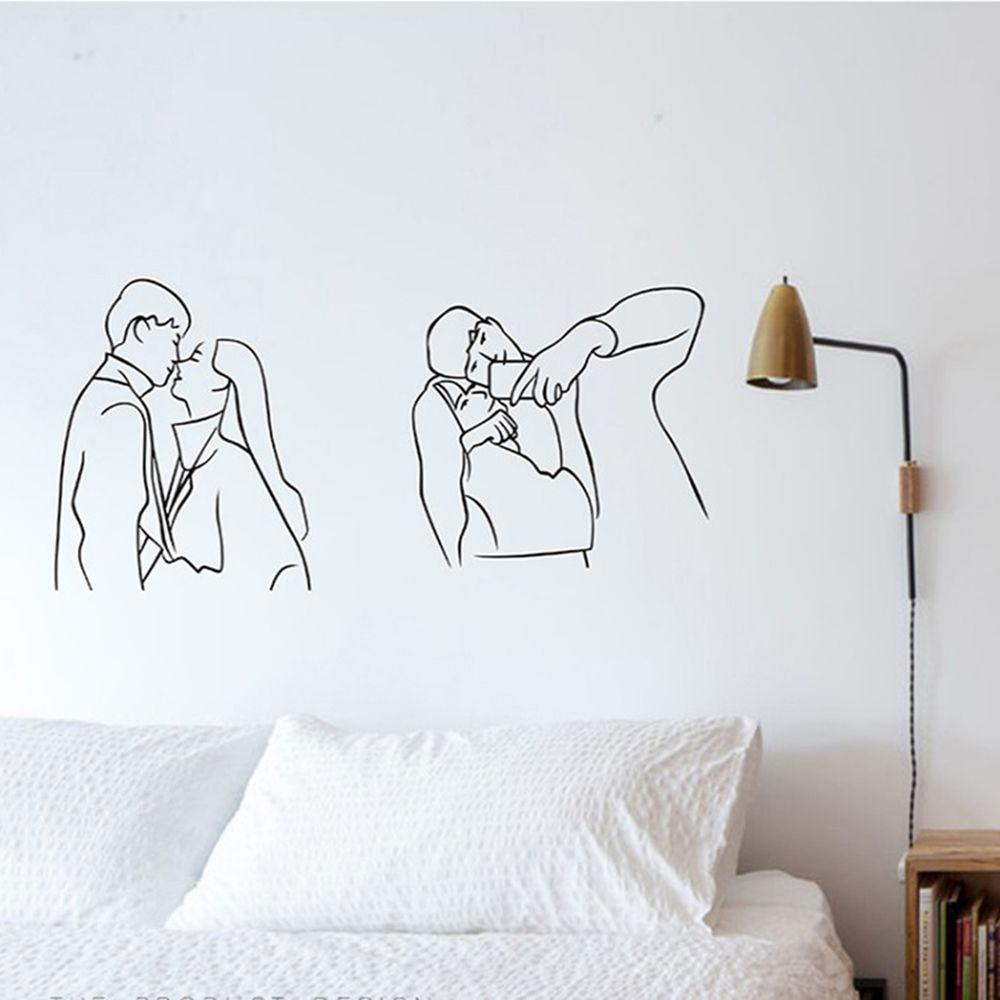 R-flower Couple Portrait Stiker Hadiah Kamar Mandi Wallpaper DIY Ornamen Wall Art