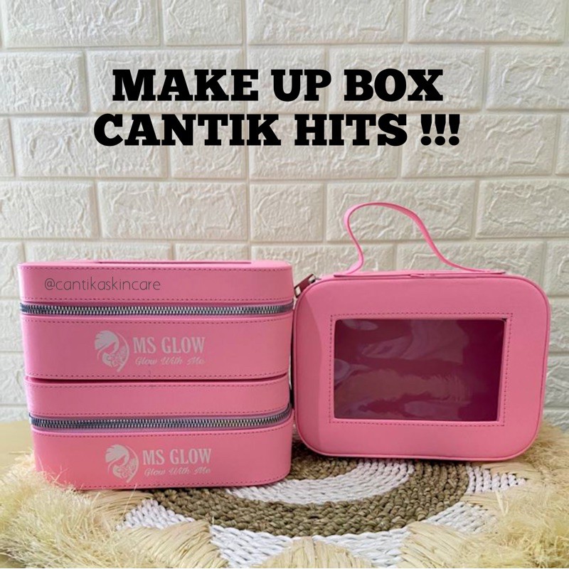 MAKE UP BOX MS GLOW KOTAK / GIFT SKINCARE / NEW BEAUTY CASE PINK