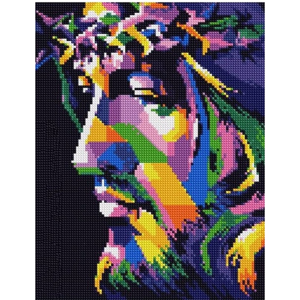 Paket kristik wajah Yesus pelangi siluet full cross stitch 14ct