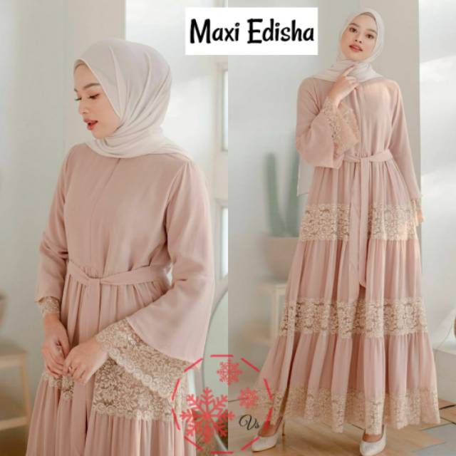 Baju Lebaran Terbaru Model Gamis Maxi Brukat Ukuran Jumbo LB 180 Termurah Promo Diskon Ramadhan