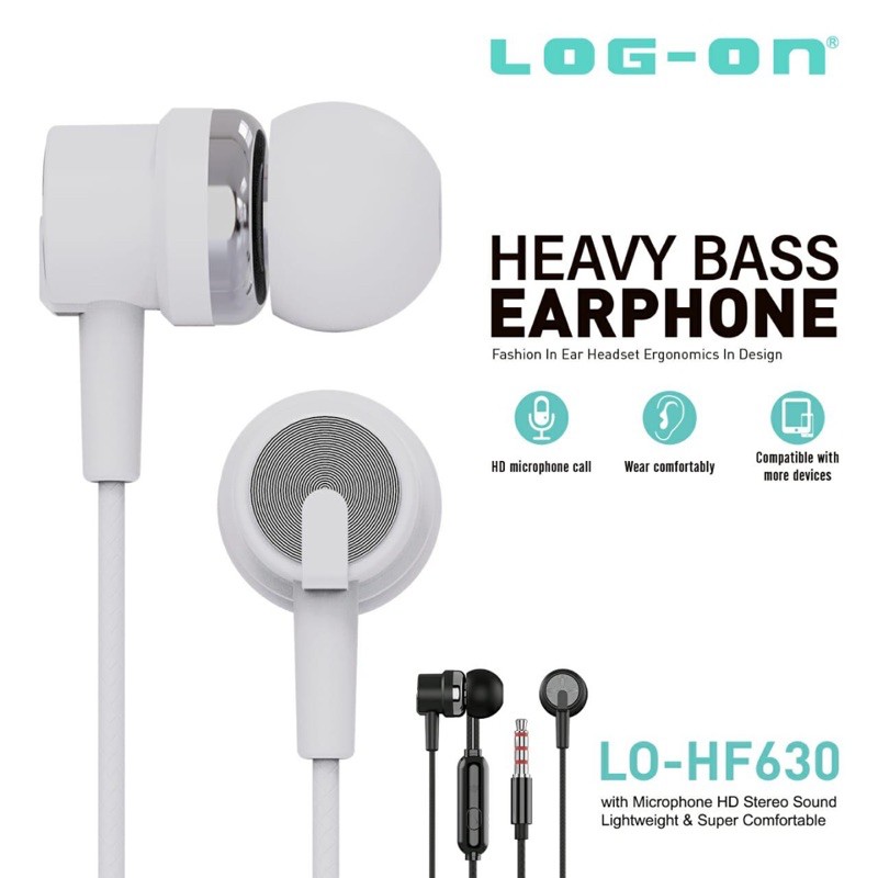 HANDSFREE HEADSET EARPHONE HEAVY BASS LOG-ON LO-HF630