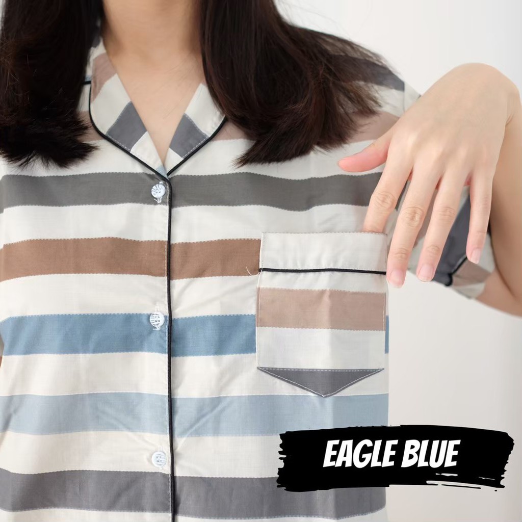 PIYAMA WANITA MOTIF KOTAK SALUR / PAJAMAS Biru Pink Merah Baju Tidur / BAJU TIDUR Wanita / EAGLE