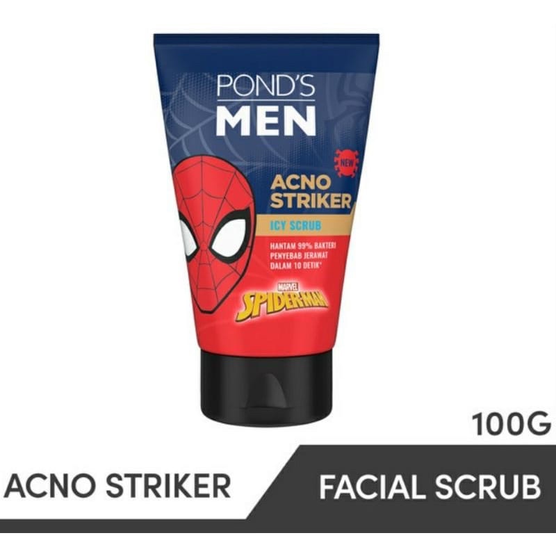 Ponds Men Acno Striker Facial Scrub 100G - Face Scrub Pria Spiderman Edition