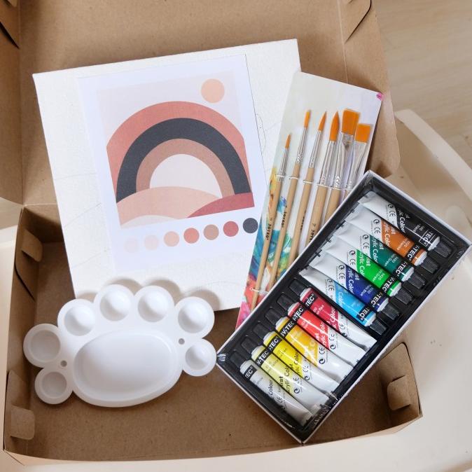 

!!!!!!] Paket Melukis Aesthetic Paint By Number 20 x 20 painting kit Komplit