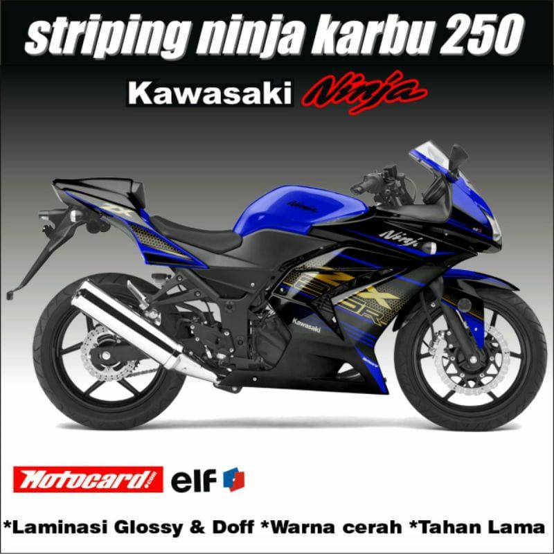 Decal Striping stiker Ninja 250 Karbu / stiker List Body Motor Variasi Ninja Karbu 250