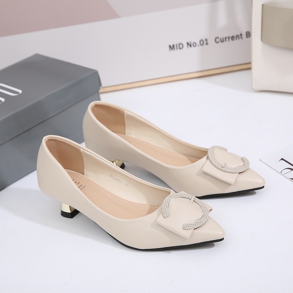 JISO RYONA ELMA-02 Sepatu Kerja Wanita Heels 4cm Import Premium