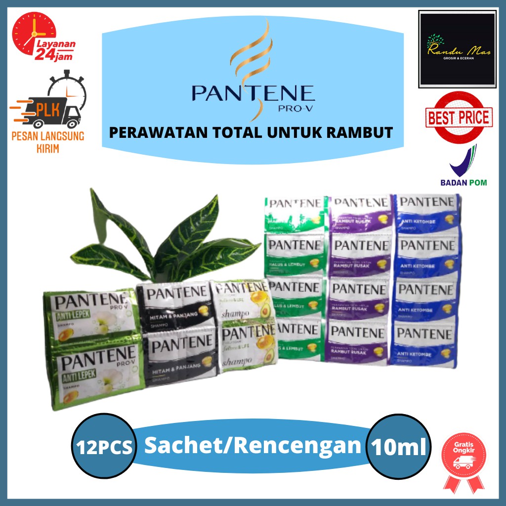 Shampo Pantene Renceng 10ml Isi 12 Shampoo Sachet Perawatan Anti Ketombe/Rambut Rusak