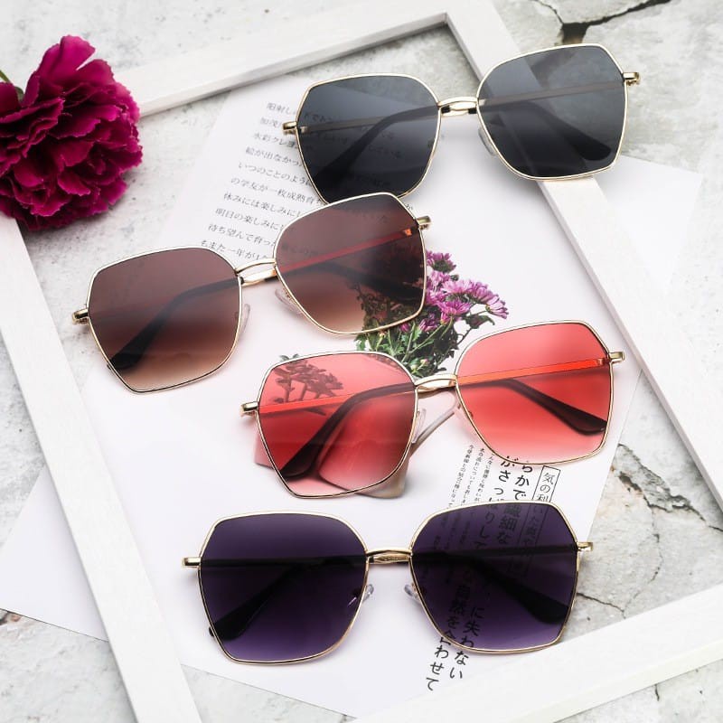 Frame Kacamata Hitam Sunglasses Diameter Besar Fashion Wanita &amp; Pria Fashion Korea Kcamata Anti SIlau Sinar UV Ultraviolet Matahari  Sunglass Model Mewah Artis Retro KCH4