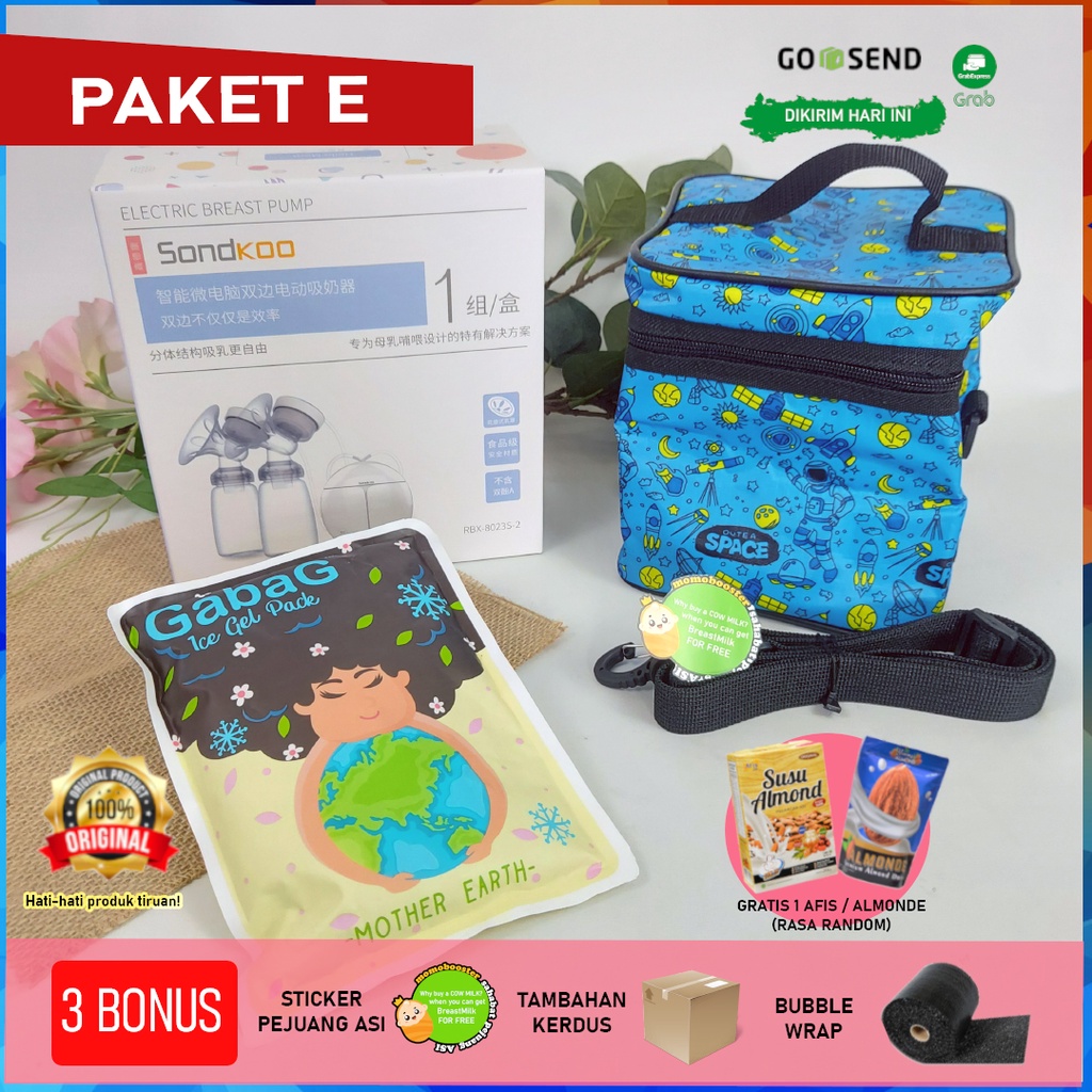 [TERLARIS] Paket E Pompa ASI Elektrik Double + Tas + Ice Gel GABAG