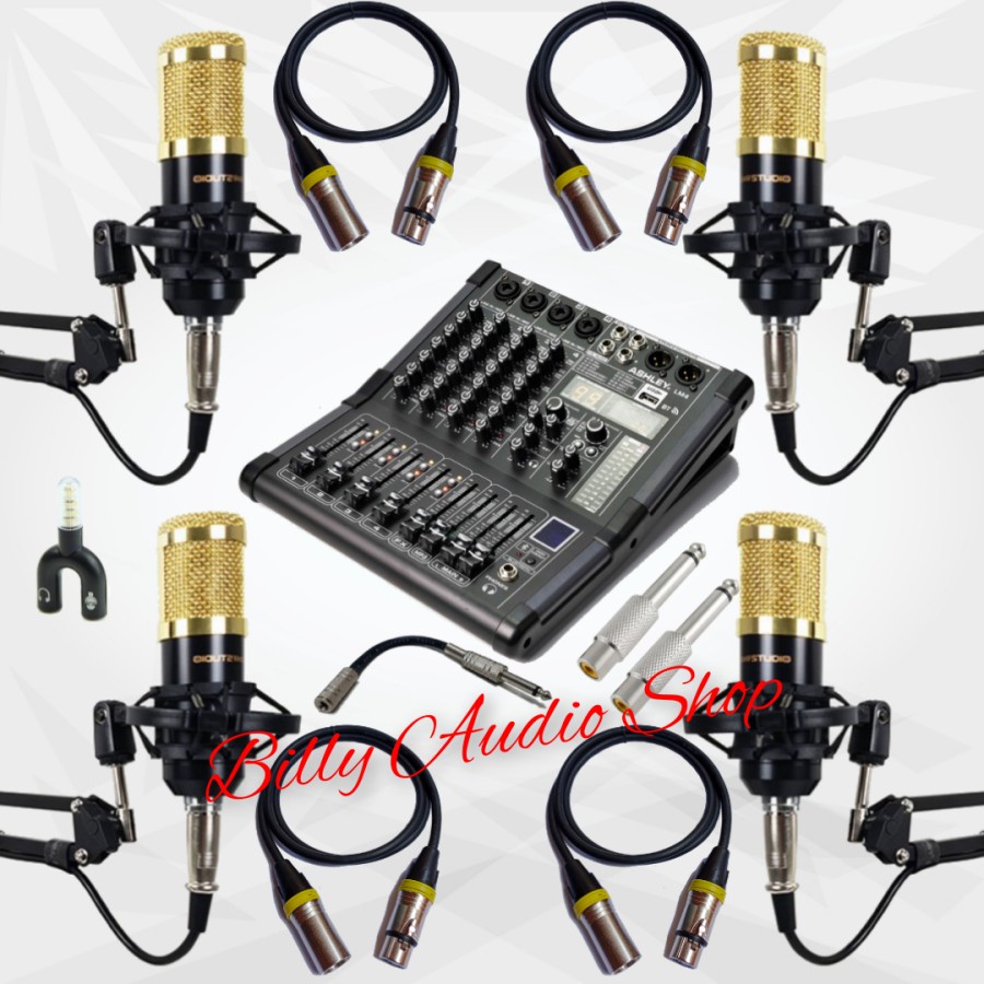 Paket Premium Podcast Soundcard 4 Mic Mixer Ashley LM 4 Hardcase