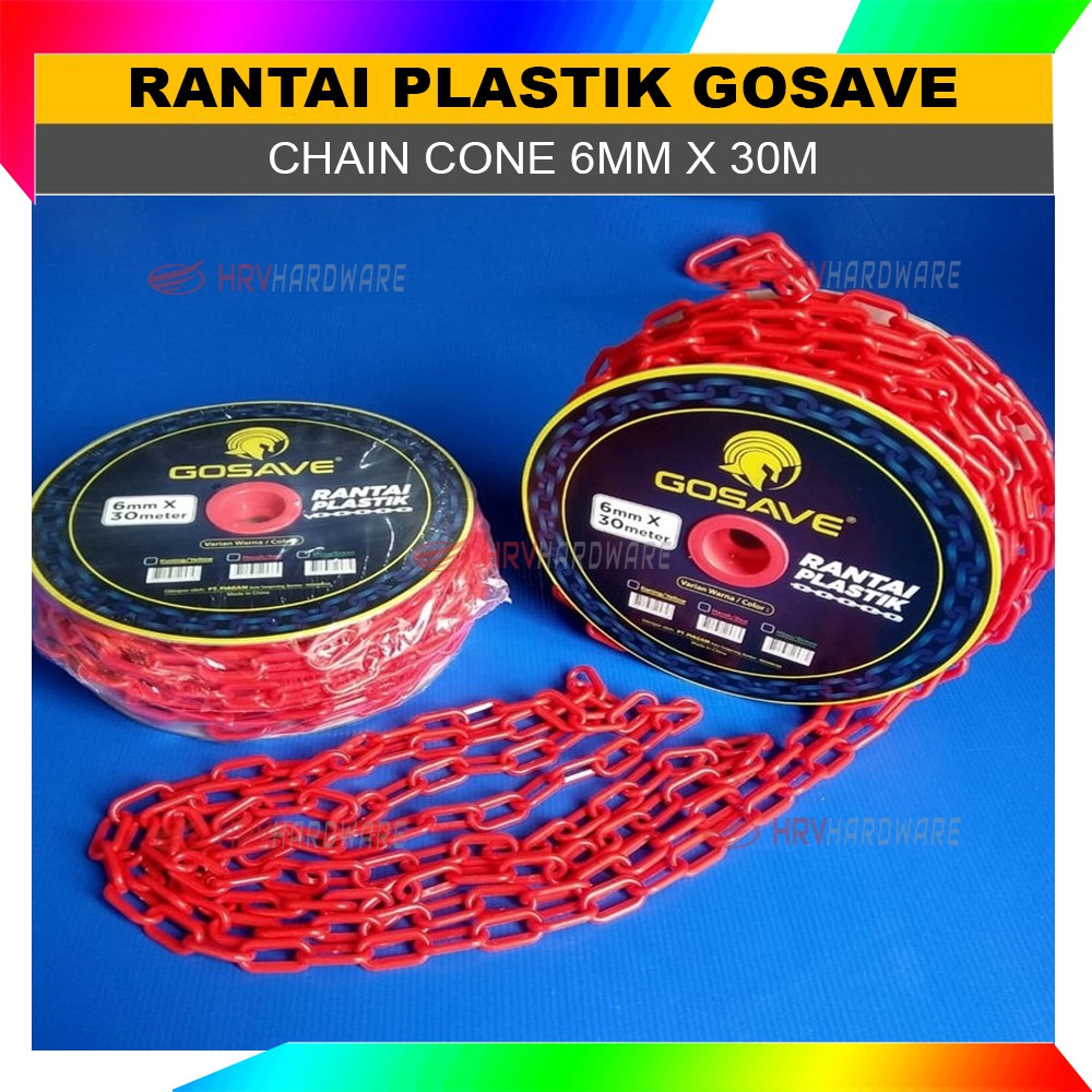 RANTAI PLASTIK PLASTIC CHAIN CONE 6MM X 30M SAFETY