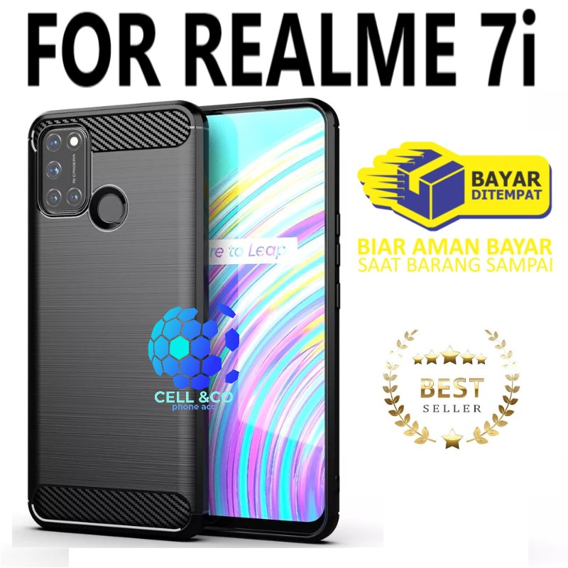 CASE CARBON REALME 7i casing hp silikon softcase case premium carbon cover