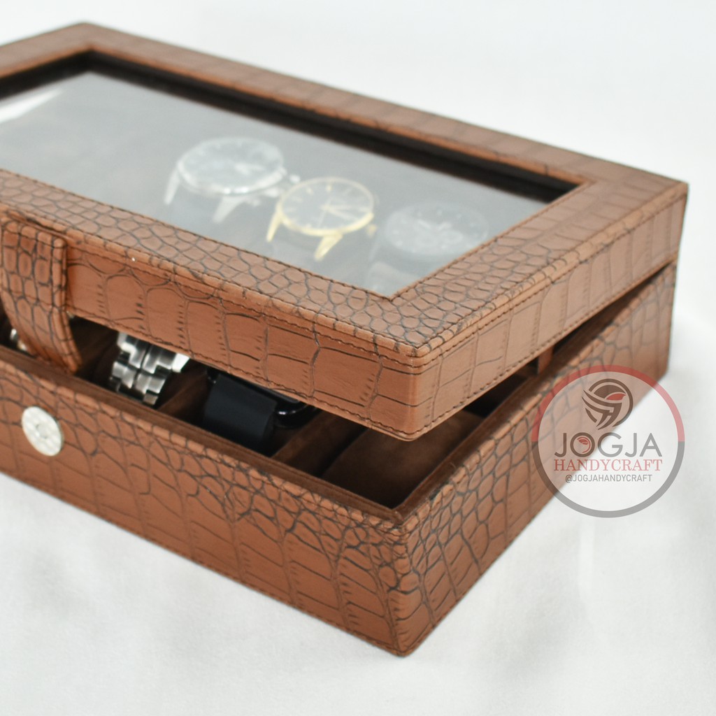 Oscar Brown Croco Watch Box  For 12 Watches | Kotak Jam Tangan Isi 12 | Box Jam Tangan