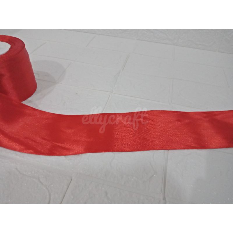 

1yard (90cm) Pita Satin Merah 7cm/Pita Merry Christmas/Natal/Imlek/CNY/Pita Hampers/Pita Kado