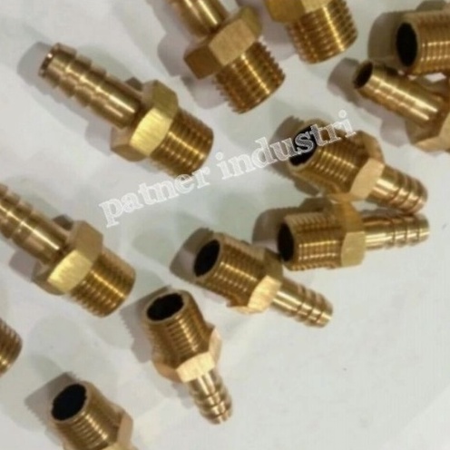 Neple kompresor selang 1/2" x ke ulir selang  3/8" lokal