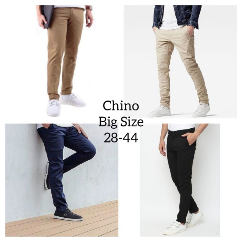 CELANA PANJANG CHINO BIG SIZE UKURAN BESAR XXL XXXL XXXXL 36 37 38 39 40 41 42 43 44 45 46 47 CINO JUMBO HITAM NAVY HIJAU ARMY CREAM MOCCA S M L XL LONG PANTS PRIA BAHAN KATUN SCOTH MELAR KARET CHINOS NGARET SLIM FIT MODEL PENSIL CASUAL PROMO TERMURAH