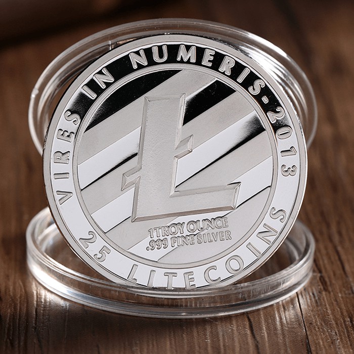 Coin Koin Physical LTC LITECOIN Silver Plated Miniatur Cryptocurrency