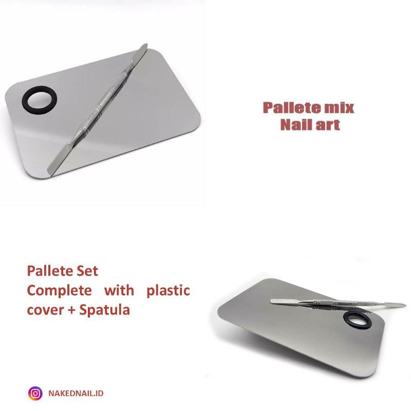 pallete mix palet stainless + spatula bisa untuk nail art / serbaguna untuk lukis nailart nail art