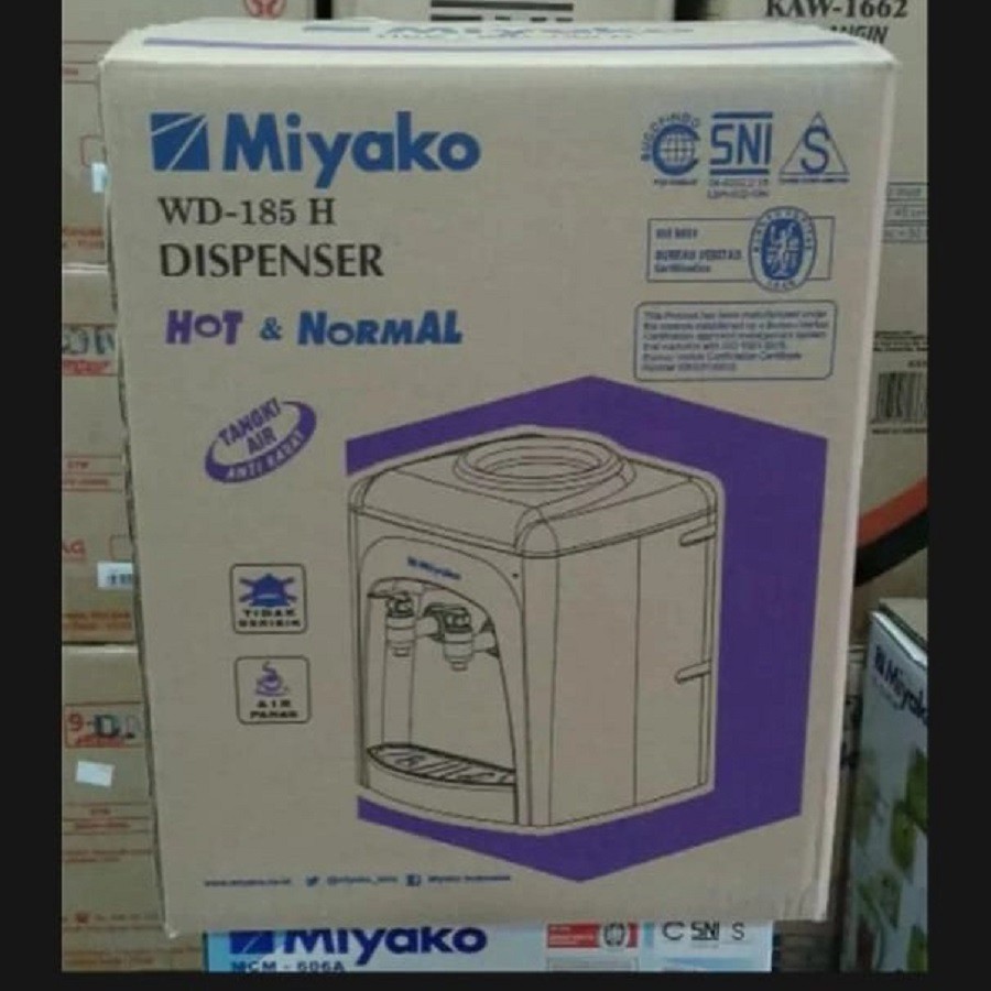 Dispenser Air Miyako Galon Atas Air Panas dan Normal WD-185 H Tabung Anti Karat