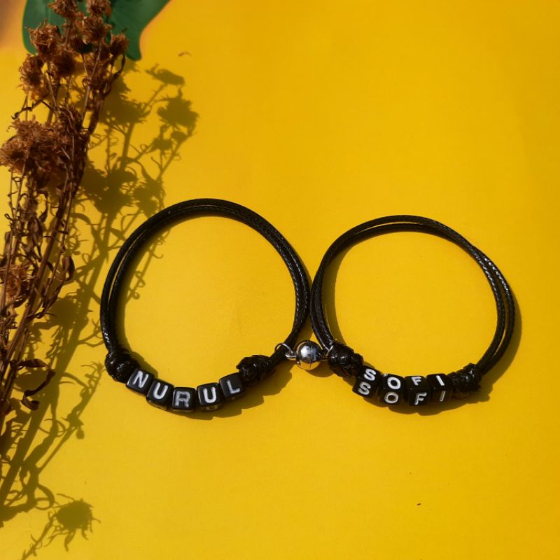 GELANG NAMA KUSTOM | GELANG COUPLE MAGNET