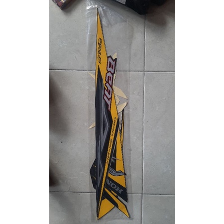 STIKER STRIPING LES BODY MOTOR HONDA BEAT FI 2013 2014 2015 ABU ABU LIS KUNING BAHAN ORIGINAL ORI