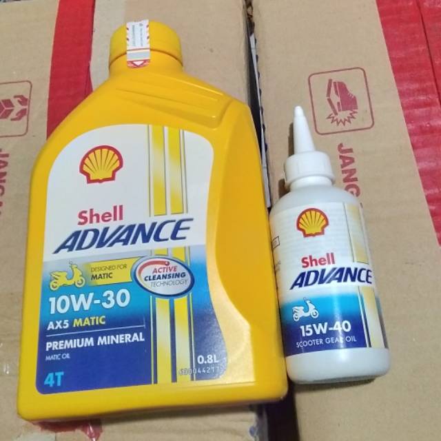 Paket oli matic advance shell ax5 800 ml + oli gear 120 ml sae 10-30  100% original for all matic